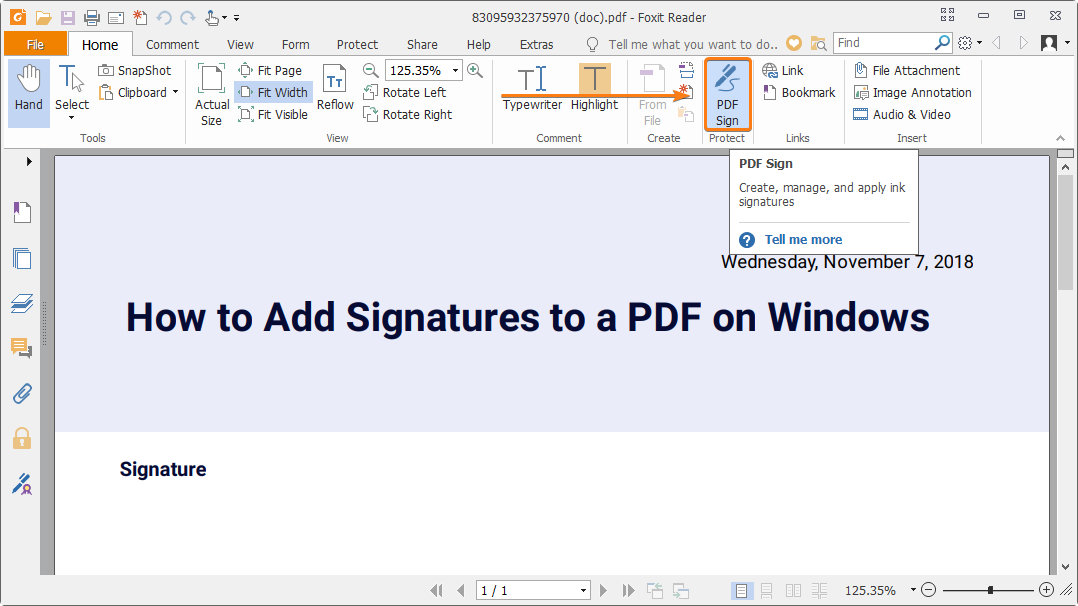 create pdf signature